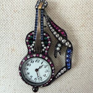 Metropolitan Museum of Art MMA Jeweled Guitar Pendant Watch Necklace